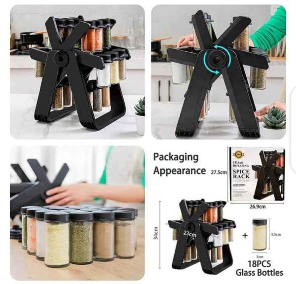 18-Piece Rotating Spice Rack for an Organized Kitchen