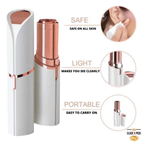 painless facial trimmer, rechargeable facial trimmer, hypoallergenic hair remover, compact hair remover, facial hair trimmer for women.