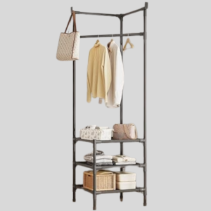 Corner coat rack, space-saving coat rack, multi-functional coat rack, home decor rack, stylish storage solutions