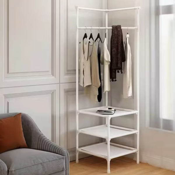 Corner coat rack, space-saving coat rack, multi-functional coat rack, home decor rack, stylish storage solutions